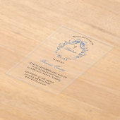 elegante blauwe strik | Doopsel Acryl Uitnodigingen (Laagn)