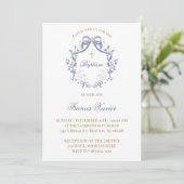 elegante blauwe strik | Doopsel Kaart (Staand voorkant)