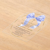 Elegante Blauwe Strik Gouden Jongensbevestiging Tr Acryl Uitnodigingen (Laagn)