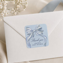 Elegante Blauwe Strik Jongens Baby Shower Bedankt