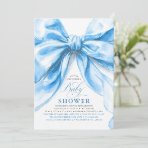 Elegante Blauwe Strik Jongens Baby Shower Kaart