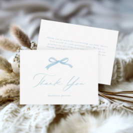 Elegante Blauwe Strik Meisjes Baby Shower Bedankkaart
