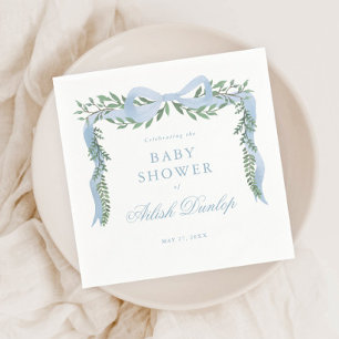 Elegante blauwe strik met groen voor jongens baby servet