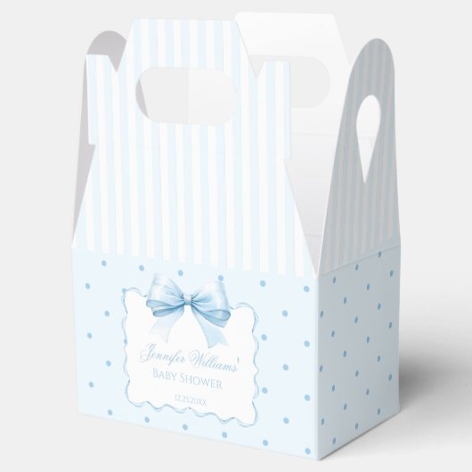 Elegante blauwe strik polkadot baby boy douche bedankdoosjes (Geopend)