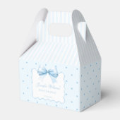 Elegante blauwe strik polkadot baby boy douche bedankdoosjes (Voorkant Zijde)