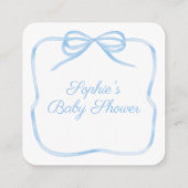 Elegante blauwe strik QR-code cadeau- of RSVP-lijs Informatiekaartje (Achterkant)