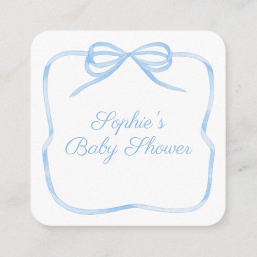 Elegante blauwe strik QR-code cadeau- of RSVP-lijs Informatiekaartje (Achterkant)