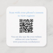 Elegante blauwe strik QR-code cadeau- of RSVP-lijs Informatiekaartje (Voorkant)