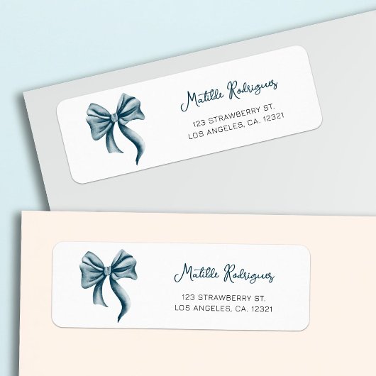 Elegante Blauwe Strik Retouradres Etiket