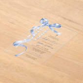 Elegante Blauwe Strik & Rozenkrans Inwijding Acryl Uitnodigingen (Laagn)