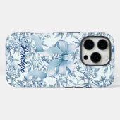 Elegante blauwe strik toile de jouy bloemendruk mo Case-Mate iPhone case (Achterkant (horizontaal))