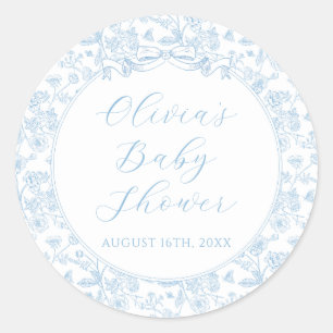 Elegante Blauwe Strik Vintage Bloem Jongens Baby S Ronde Sticker