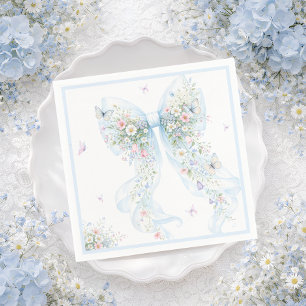 Elegante Blauwe Strik Vlinder Baby Shower Servet