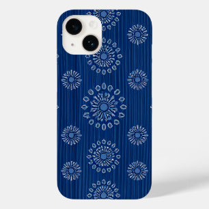 Elegante blauwe Sunmica textuur met bloemenpatroon Case-Mate iPhone 14 Hoesje