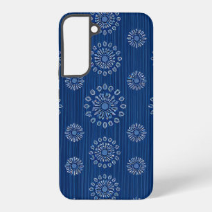 Elegante blauwe Sunmica textuur met bloemenpatroon Samsung Galaxy Hoesje