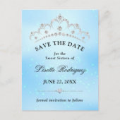 Elegante Blauwe Sweet Sixteen Save The Date Briefkaart (Voorkant)