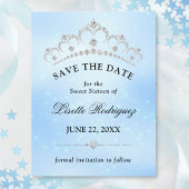 Elegante Blauwe Sweet Sixteen Save The Date Briefkaart