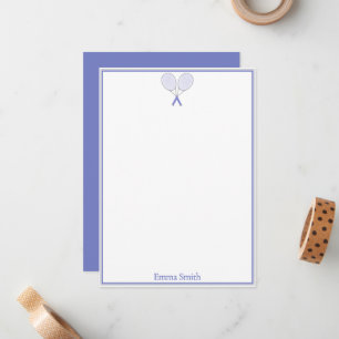 Elegante blauwe tennis monogram plat notitiekaart notitiekaartje