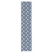 Elegante Blauwe terwijl rozen betegelde Trouw Korte Tafelloper (Voorkant)