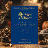 Elegante Blauwe Thanksgiving met Cornucopia & Silv Kaart