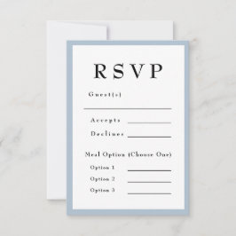 Elegante Blauwe Tijdloze Bruiloft RSVP Kaartje