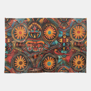 Elegante blauwe "tijdloze voorouderlijke afdruk" g theedoek