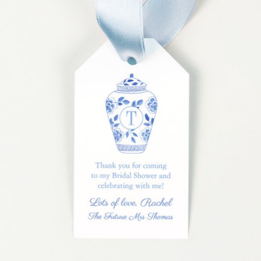 Elegante Blauwe Toekomst Mevrouw Monogram Bruidsbo Cadeaulabel