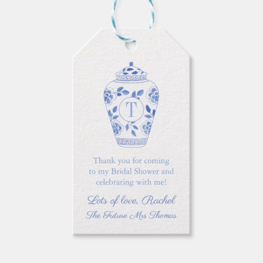 Elegante Blauwe Toekomst Mrs Monogram Bruidsmeisje Cadeaulabel (Voorkant)