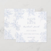 Elegante Blauwe Toile Bloem Vierkante Opslagtermij Kaart (Voorkant / Achterkant)