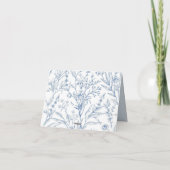 Elegante Blauwe Toile Bloemen Bedankkaart (Achterkant)