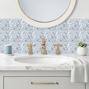 Elegante Blauwe Toile Bloemmotief Keramische Tegel Tegeltje