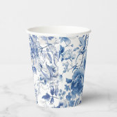 Elegante blauwe toile chinoiserie bruidsdouche papieren bekers (Rechts)