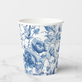 Elegante blauwe toile-chinoiserie bruidsontbijt papieren bekers