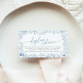 Elegante Blauwe Toile de Jouy Bruidsdisplay Shower Informatiekaartje