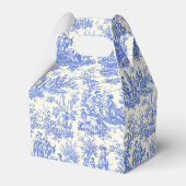 Elegante blauwe toile de jouy Bruidsdouche Bedankdoosjes (Achterkant)