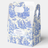 Elegante blauwe toile de jouy Bruidsdouche Bedankdoosjes (Geopend)