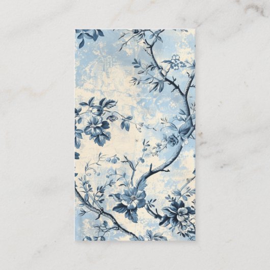 Elegante blauwe Toile de Jouy bruiloft Informatiekaartje (Achterkant)