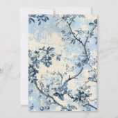 Elegante blauwe Toile de Jouy bruiloft Kaart (Achterkant)