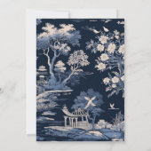 Elegante blauwe Toile de Jouy bruiloft Kaart (Achterkant)