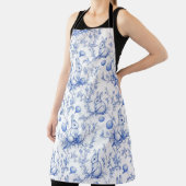 Elegante blauwe Toile de Jouy paashaas Schort (Insitu)