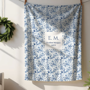 Elegante blauwe toile gepersonaliseerde werp cadea sherpa deken