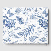Elegante Blauwe Toile Print Gepersonaliseerd Baby Gastenboek (Achterkant)