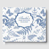 Elegante Blauwe Toile Print Gepersonaliseerd Baby  Gastenboek (Voorkant)