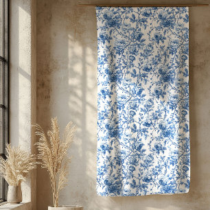 Elegante blauwe toile rozen bloemencollectie voor  sherpa deken