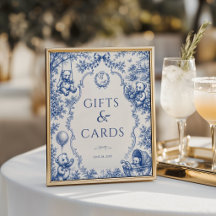 Elegante blauwe toile teddybeer cadeaus en kaarten