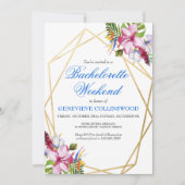 Elegante Blauwe Tropische Bachelorette Weekend Kaart (Voorkant)