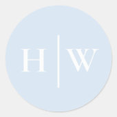 Elegante Blauwe Trouw Monogram Ronde Sticker (Voorkant)