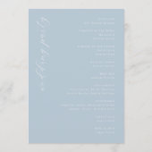 Elegante Blauwe Trouwceremonie Programmakaart (Achterkant)