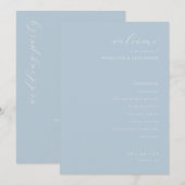 Elegante Blauwe Trouwceremonie Programmakaart (Voorkant / Achterkant)