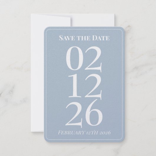 Elegante Blauwe Trouwkaart 'Save the Date' Kaart (Voorkant)